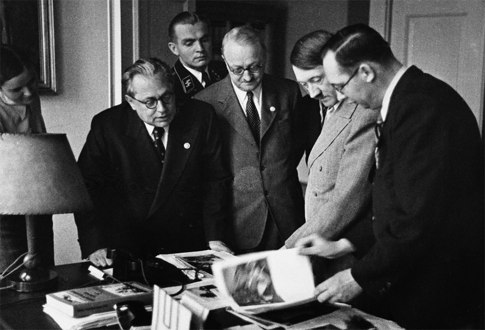 Adolf Hitler visits Heinrich Hoffmann's publishing house in Munich, from Eva Braun's albums
